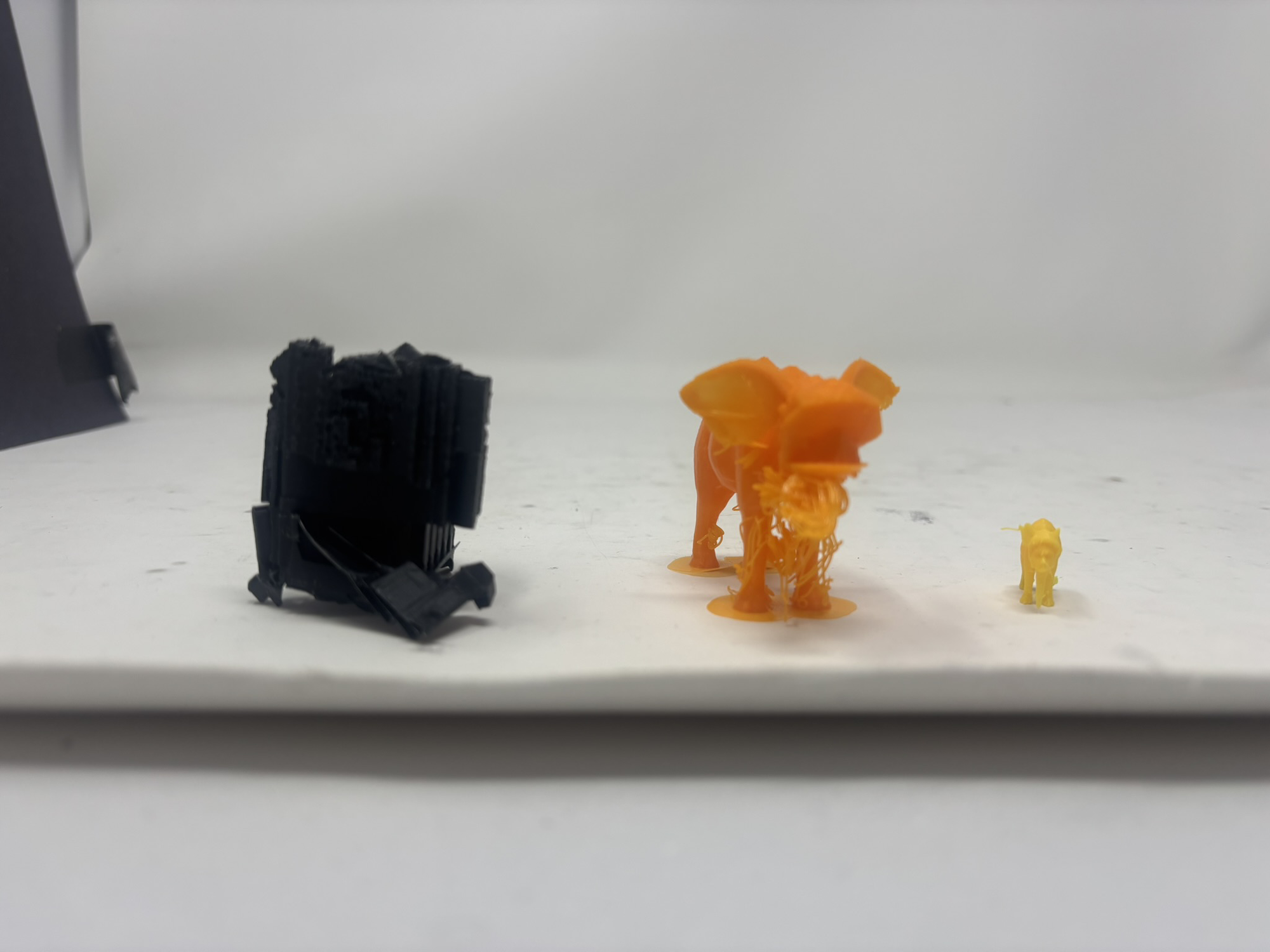 All three print attempts – side angle