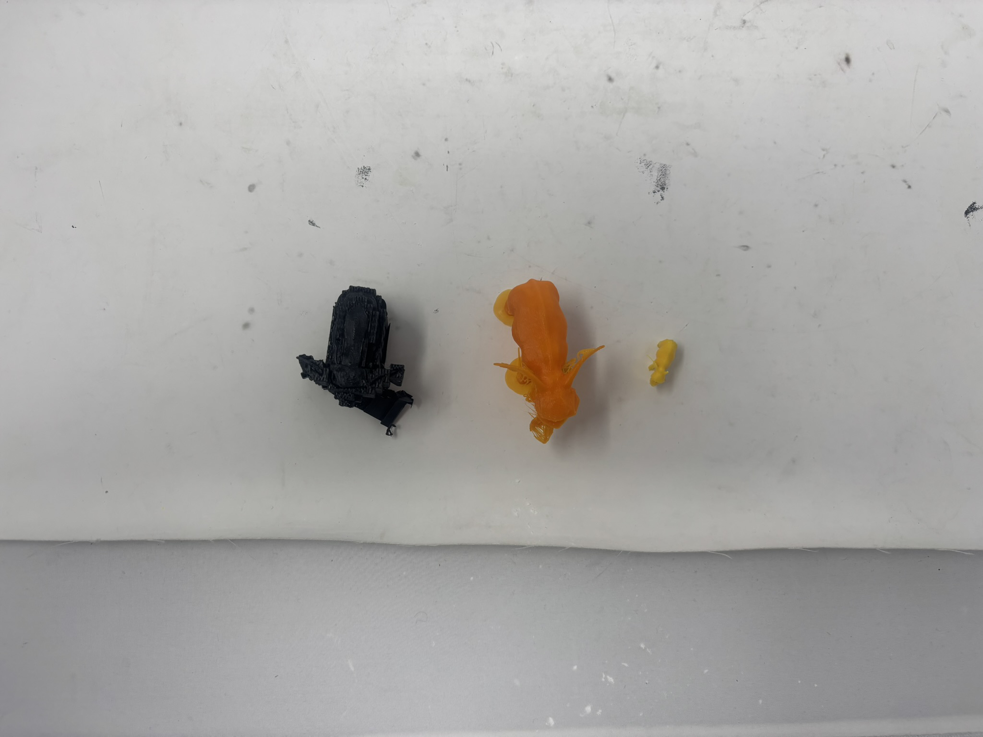 All three print attempts – top view