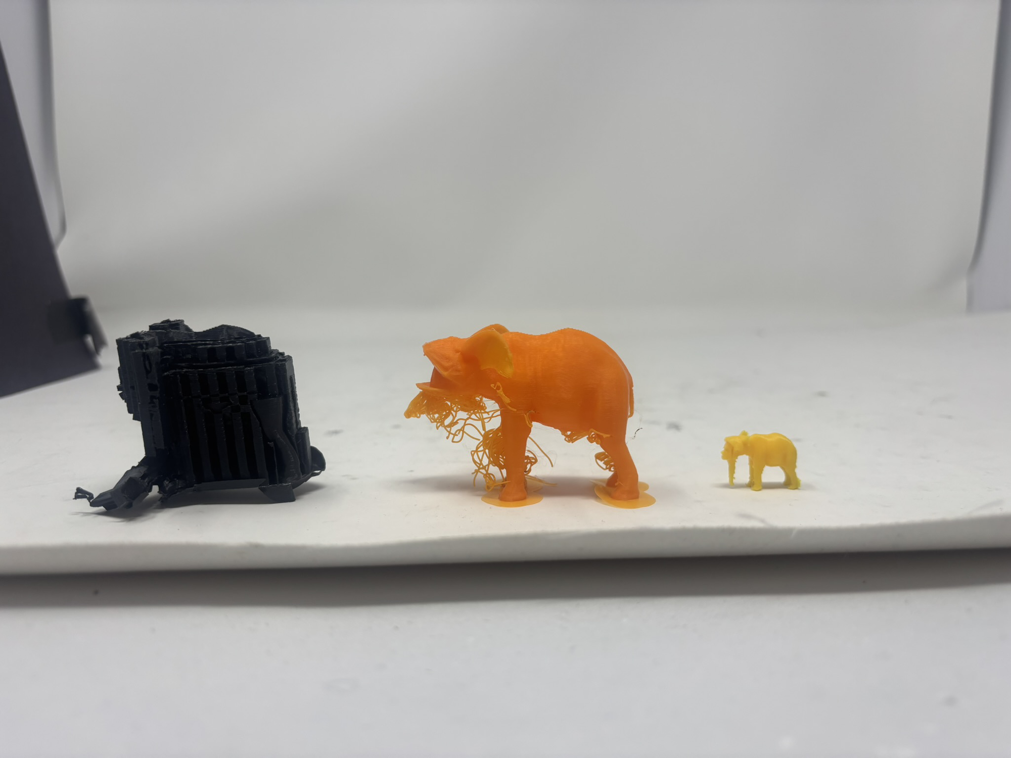 All three print attempts – front angle