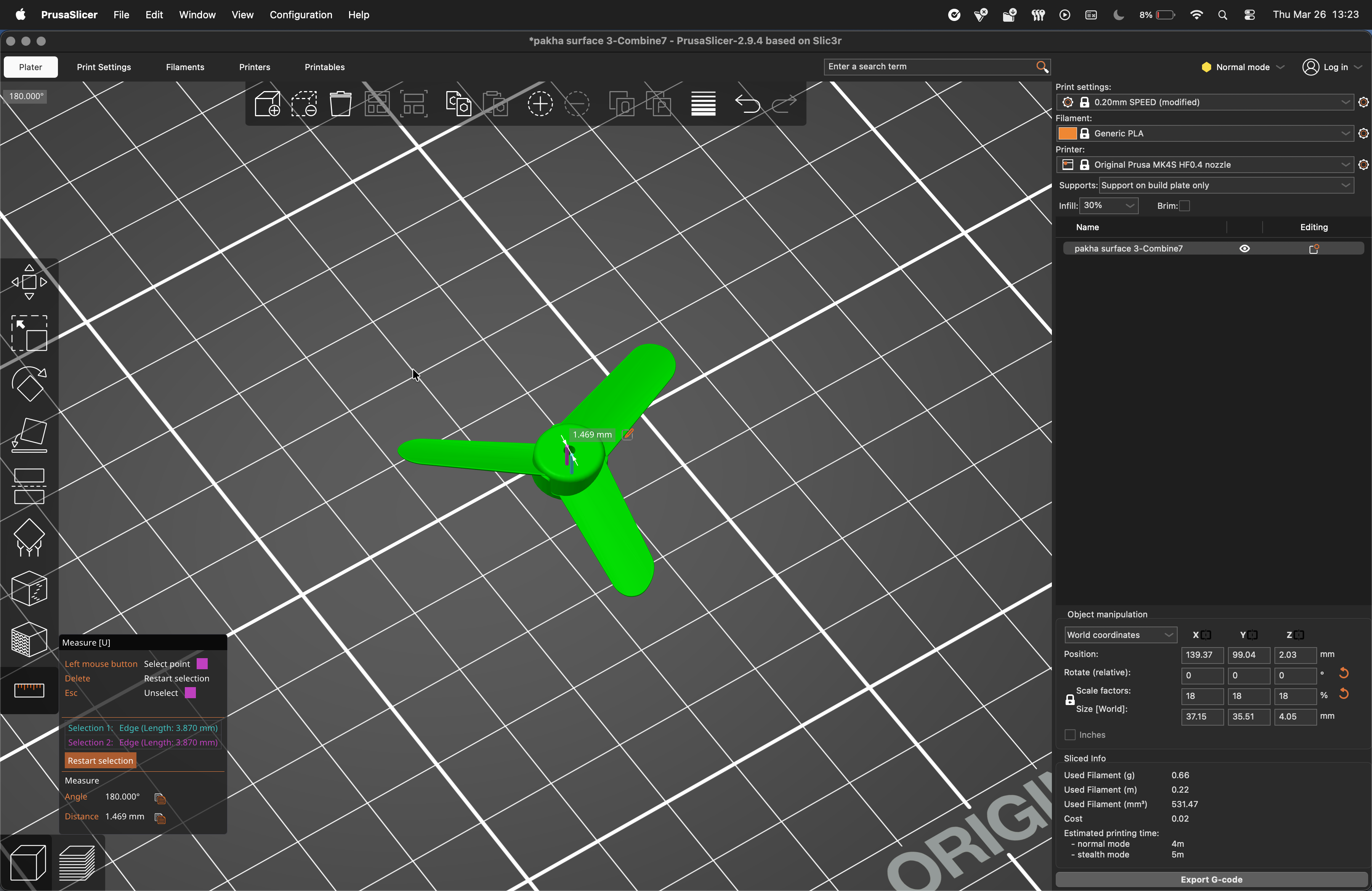 Prusa slicer — propeller sliced and ready to print